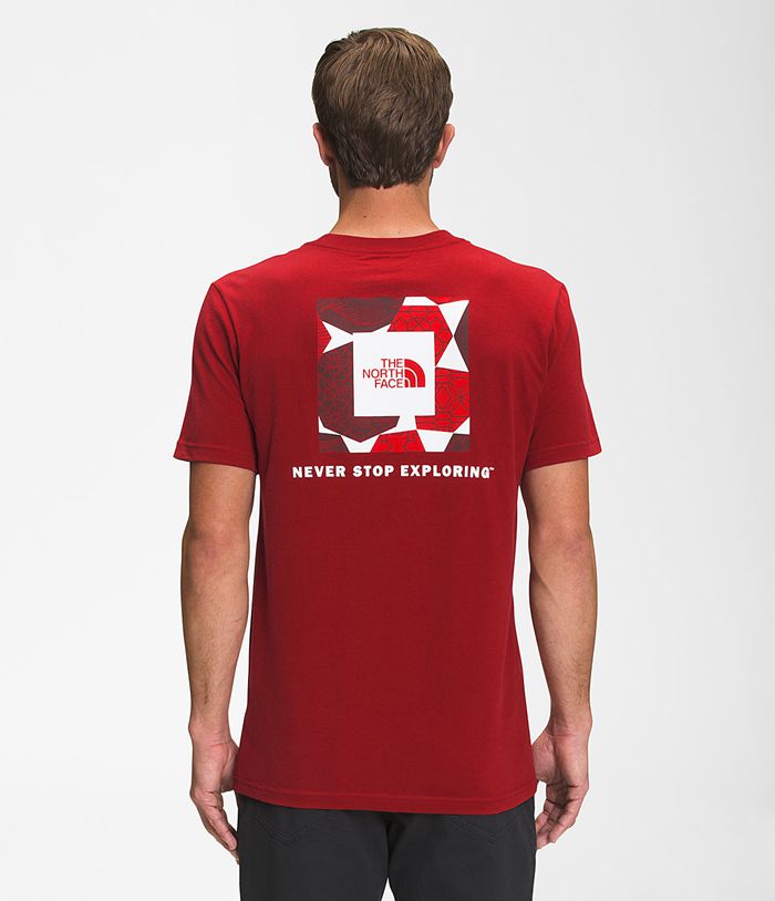 Camiseta The North Face Hombre Manga Corta Box Nse Rojas - Peru 63258AEUZ